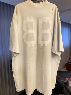 巴黎世家 Banlenciaga BB 白色 仿舊 T shirt  正品  M號