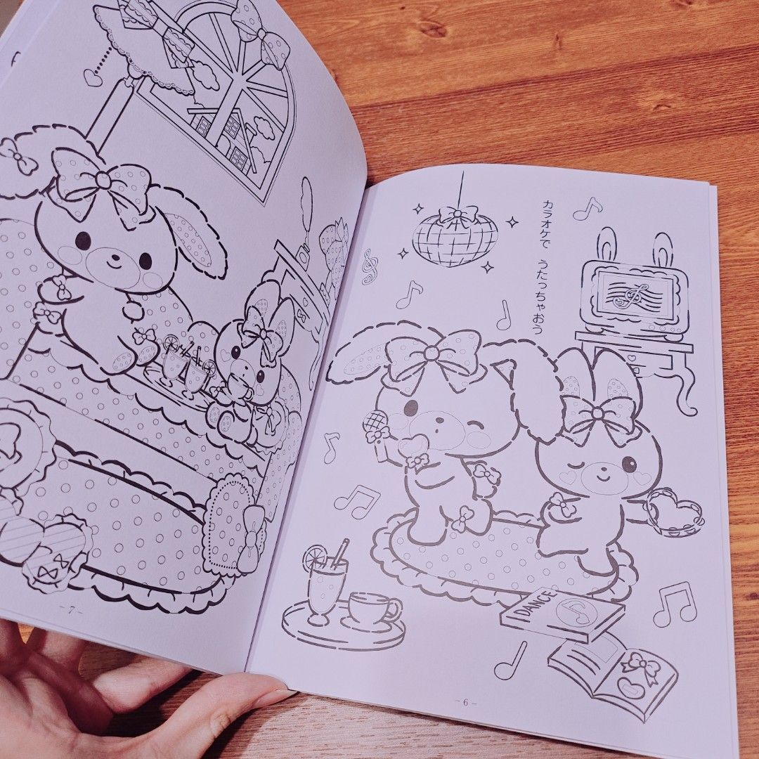 日本Bonbonribbon 蹦蹦兔填色册Sanrio coloring book, 興趣及遊戲, 手