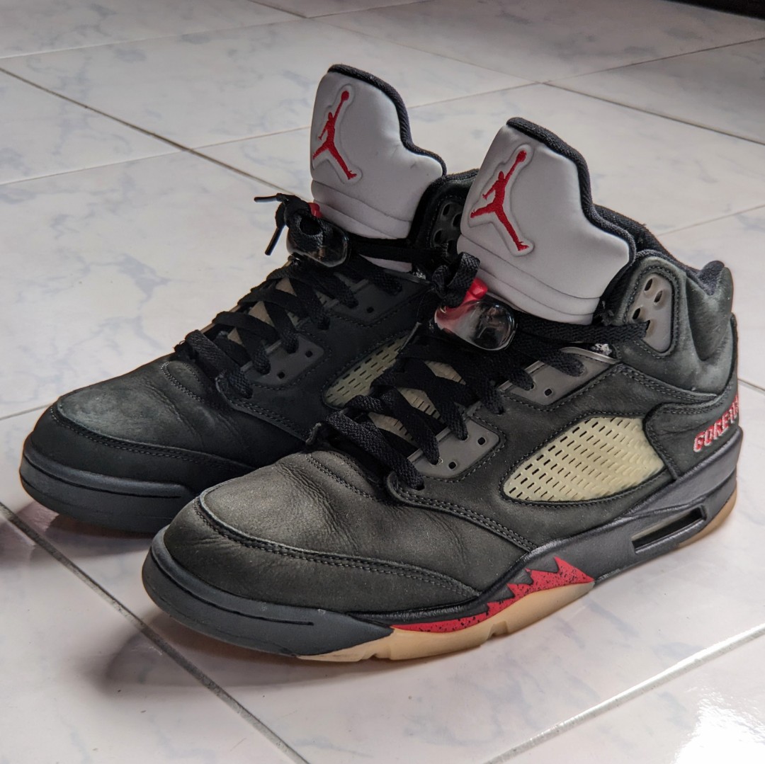 二手us12 Air Jordan 5 Gore-Tex W Off Noir 黑紅防水DR0092-001 運動