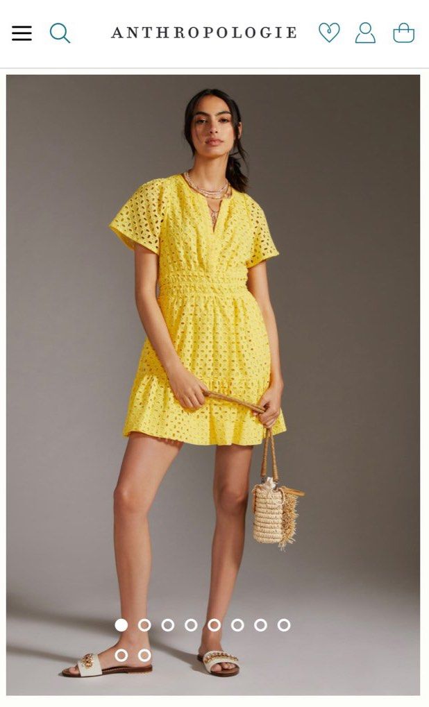 Anthropologie XXS Somerset Eyelet Yellow Dress Women s Fashion