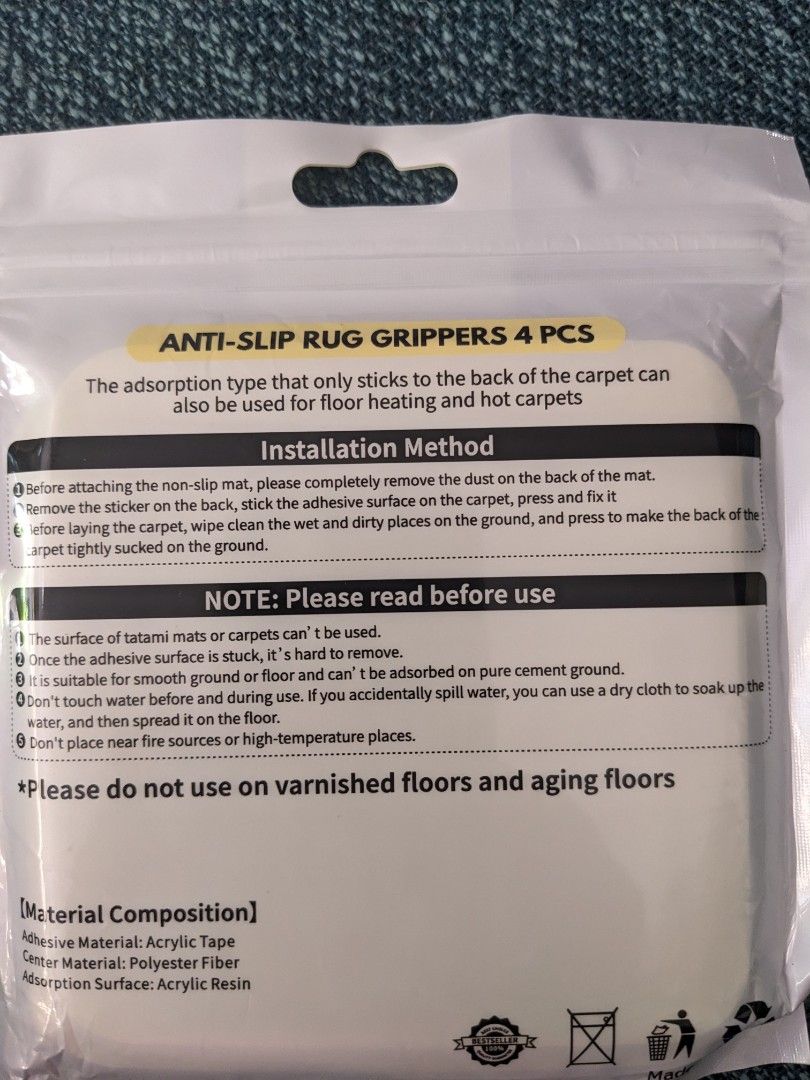 Non-slip Washable Gripper Vacuum Tech New Materials to Anti Curling Pad,Keep  Your Rug in Place & Make Corner Flat and Easily Peel Off When Need 