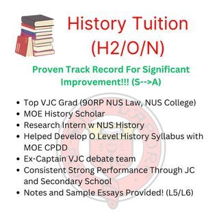 A/O/N Level H2 History Tuition by 90RP MOE History Scholar