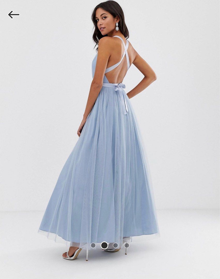 Asos premium tulle maxi prom dress with ribbon hot sale ties
