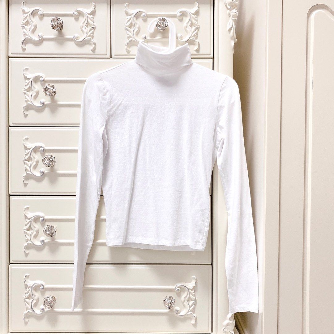 White turtleneck blouse hotsell