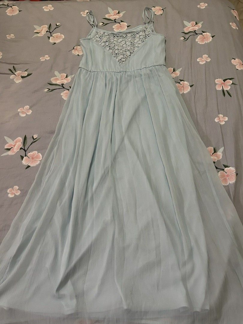 zara light blue maxi dress Solange Crinkled Maxi Dress main image 1