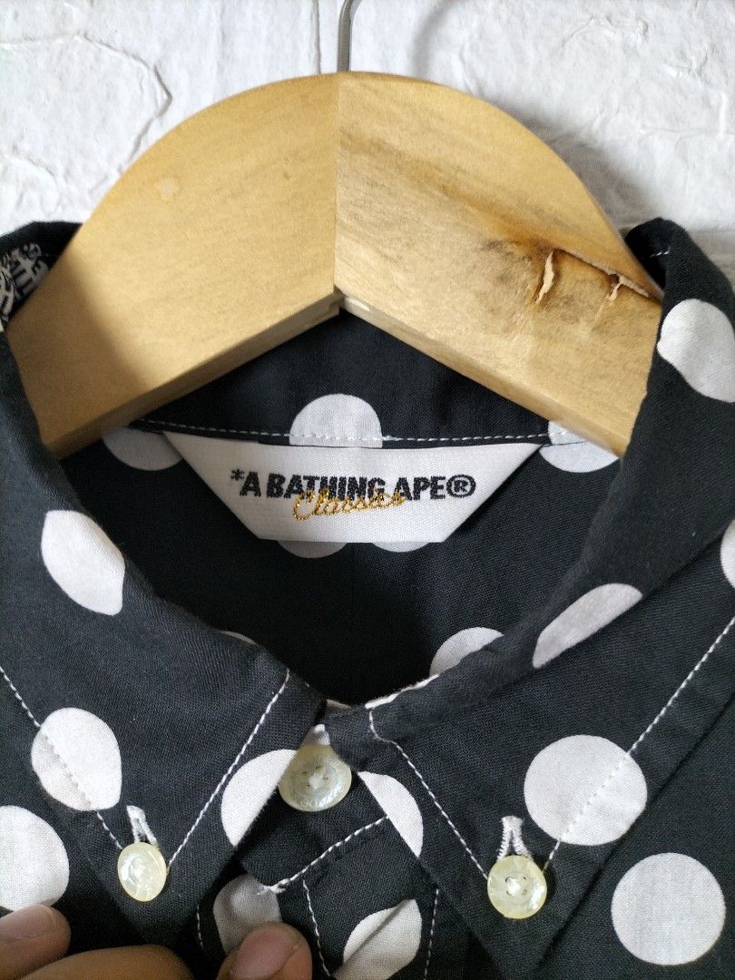 Bape Polka (Category: Tshirts & Polo Shirts ) located in Calamba. Submitted by _thrift.and (Listing ID 1255409820, Image 3). Description: Bape Polka Button Down Polo Good as new Size S on tag 19.5x25 - 500 + Shipping Fee.