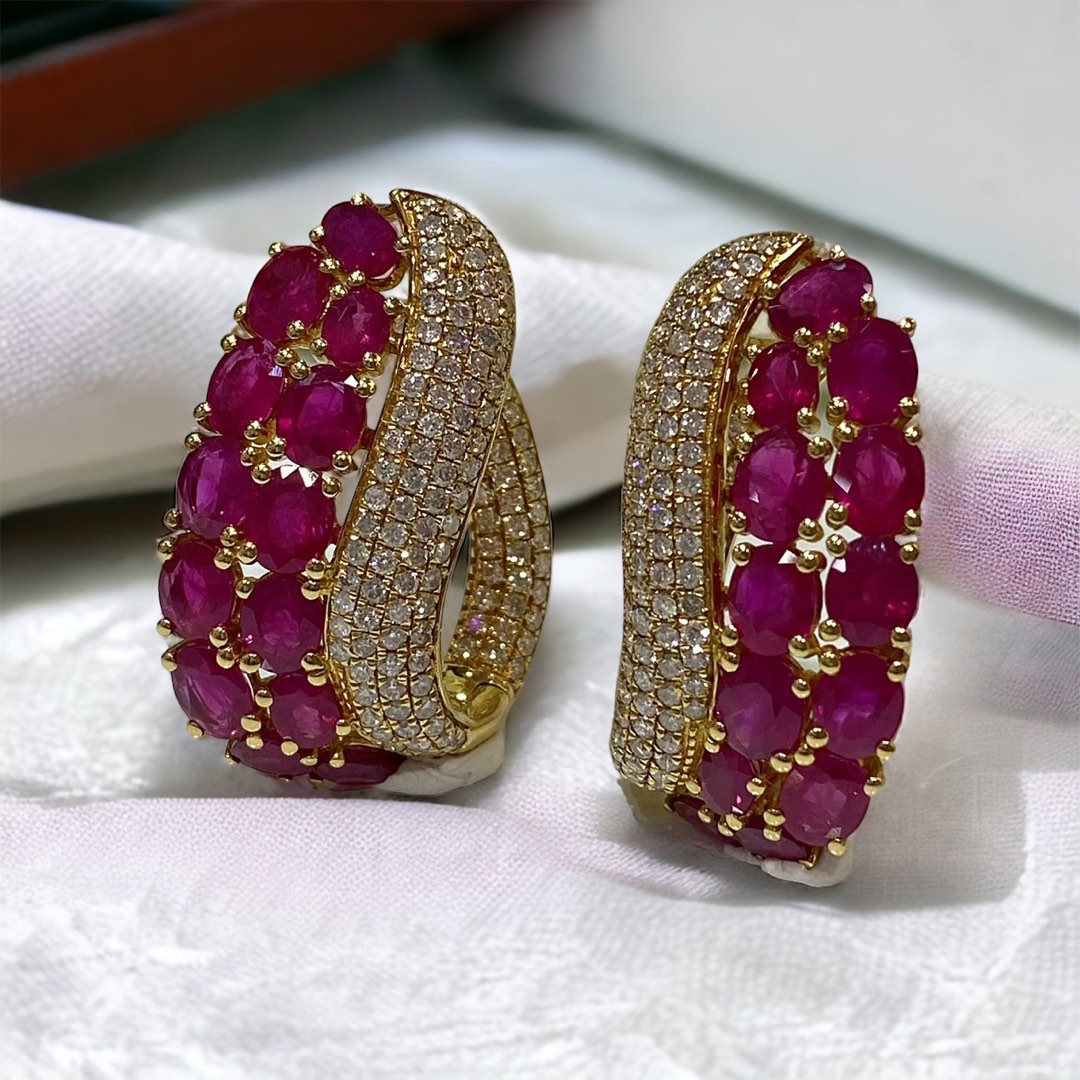 Ruby Earrings | Natural Ruby and Diamond Journey Earrings in 14K Gold | Ruby  Earrings | Fine Jewelry | Free Shipping | - Mariyam Jewels