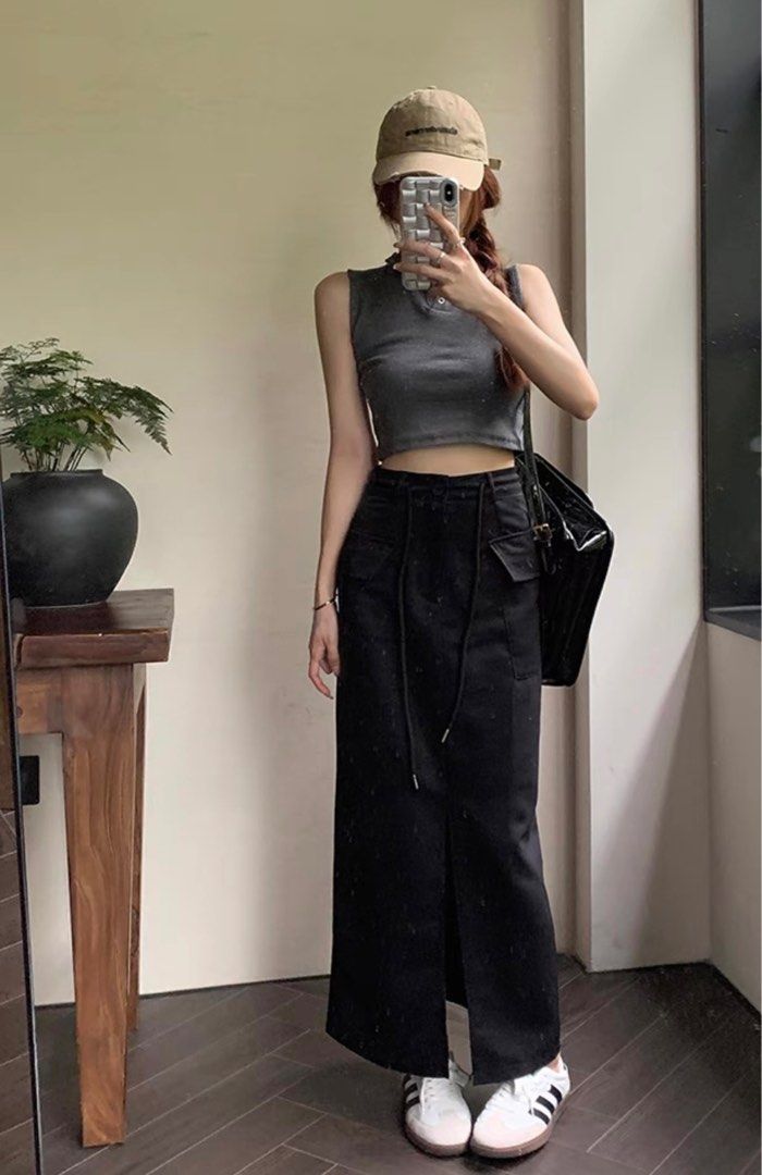 Long Work Skirts What To Wear With Black Midi Skirt Womens Black