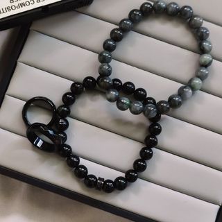 Black Onyx Ring and  Black Jade Bracelet