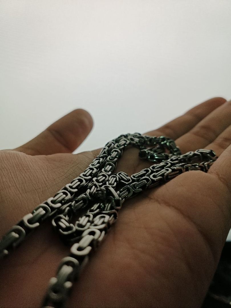 Stainless Steel Byzantine Chain Necklace 24 Inch Men s Fashion