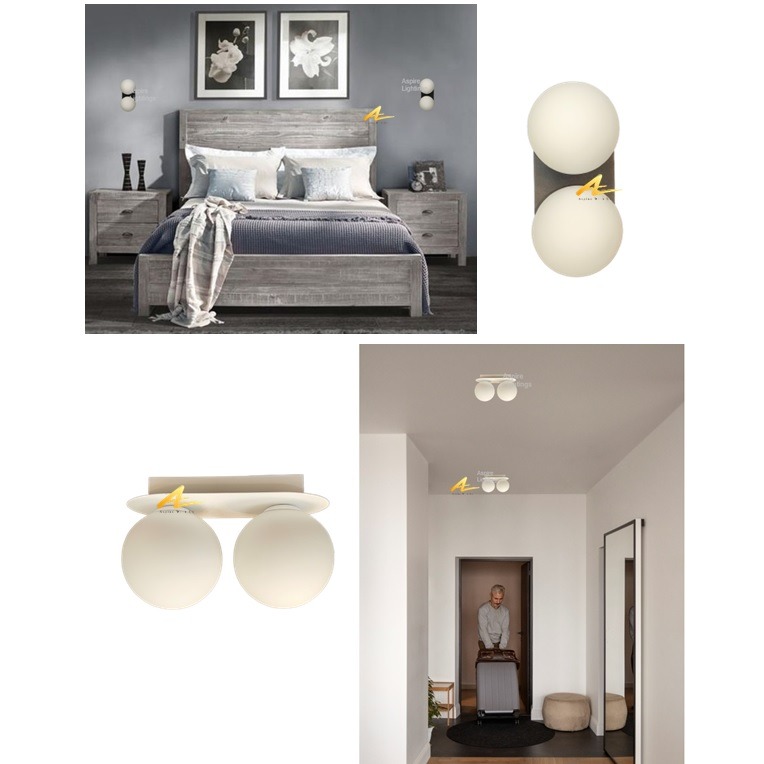 Ceiling Wall Light Round Glass Ball Lighting Balcony Bedside Bathroom