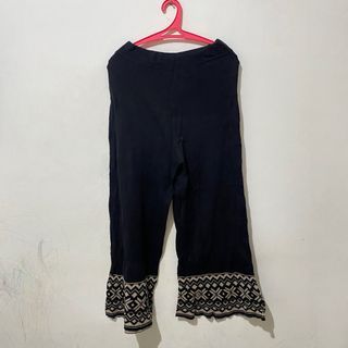 Celana knit panjang wanita - rajut warna hitam - bawahan cewek - kulot pants