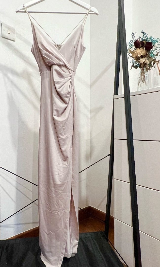 Champagne silk hotsell long dress