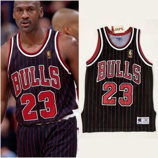 Champion Authentic Jersey (stitched) size 40 vintage NBA 50th Gold logo Bulls Jordan pinstripes