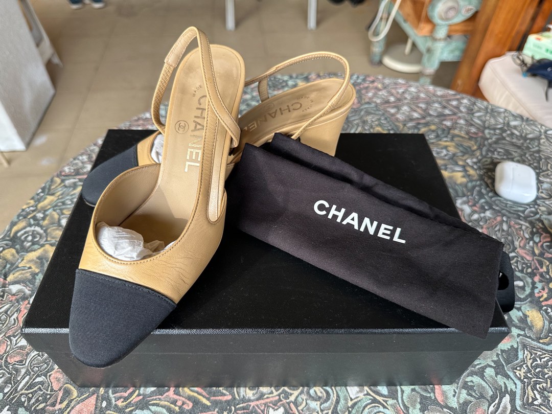 Chanel top slingback sandals