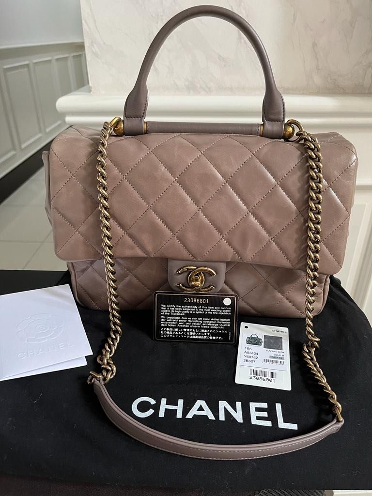 Chanel gold bar top handle outlet bag