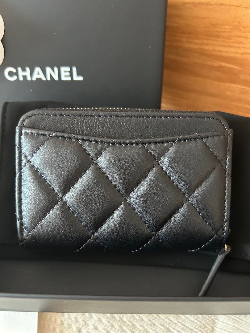 Chanel So Black CC Zip Coin Purse Quilted Lambskin Black