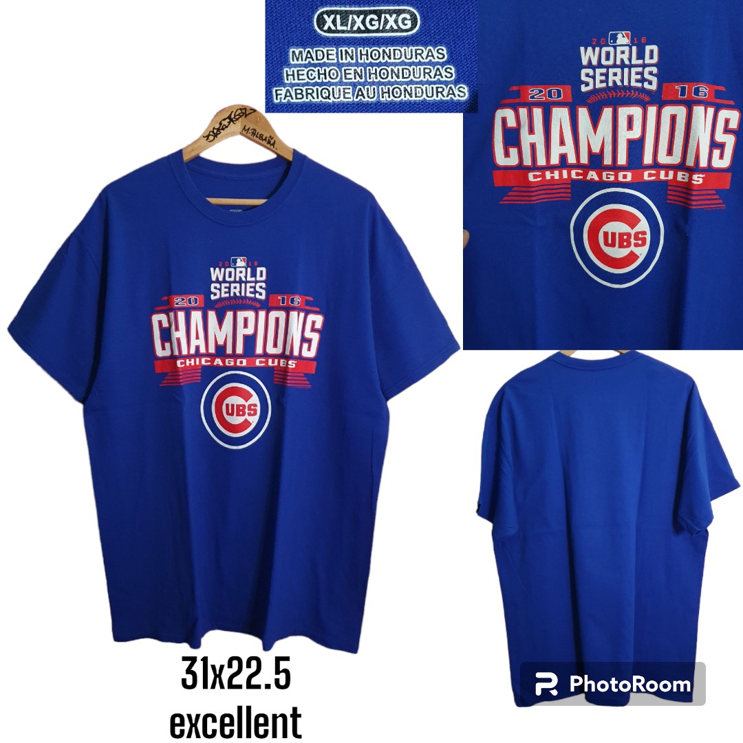 Majestic Mens Chicago Cubs 2016 World Series Graphic T Shirt Blue