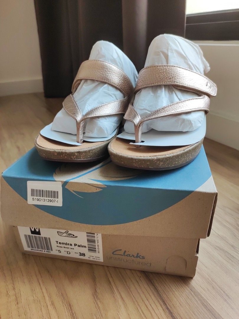 Clarks gold discount wedge sandals