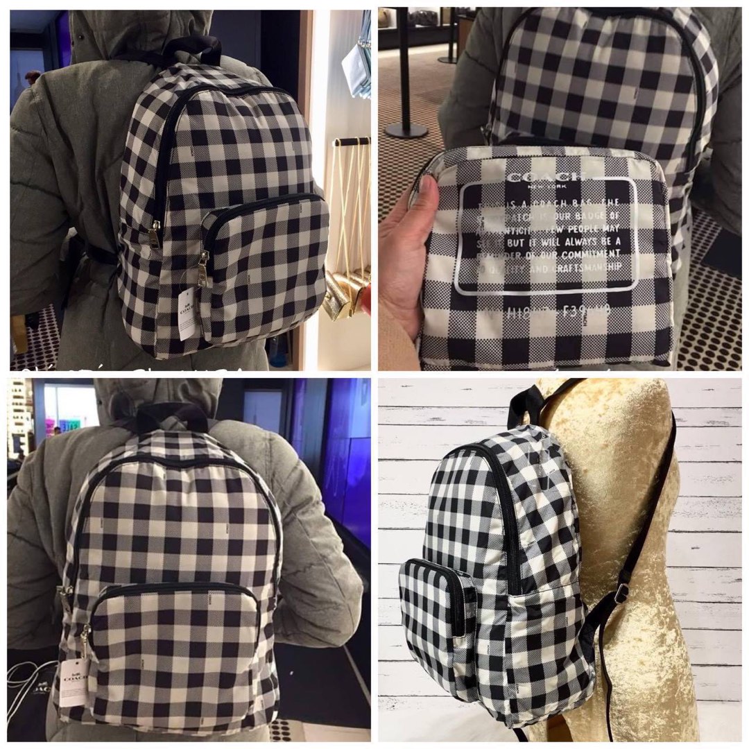 Coach gingham backpack best sale