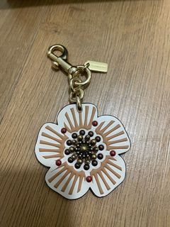 COACH Tea Rose Mix Bag Charm in Brass and Light Saddle 