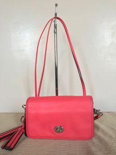 Coach Penny Legacy Crossbody Bag Coach Purse Pink Watermelon Leather Tassel