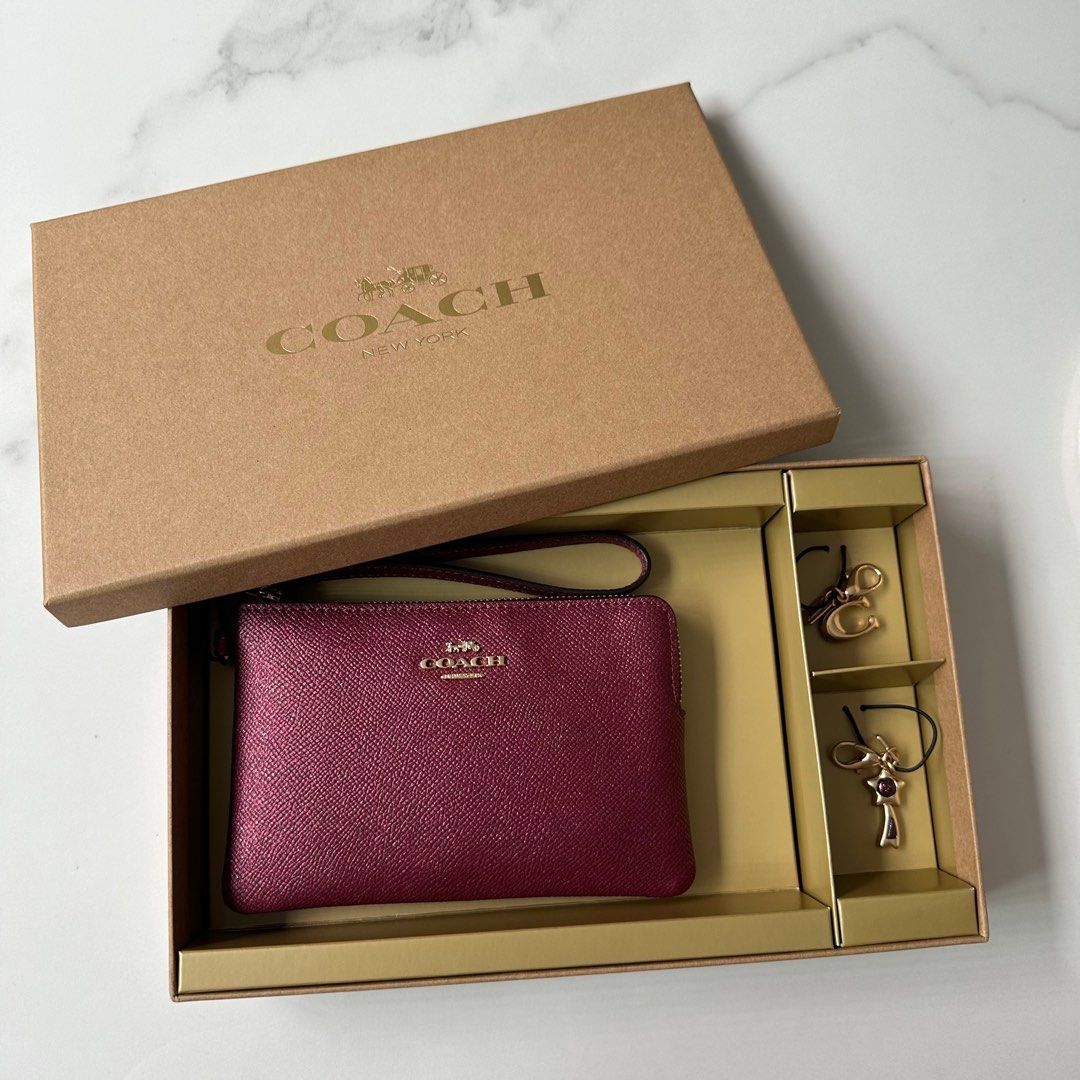 Metallic raspberry coach wallet hotsell