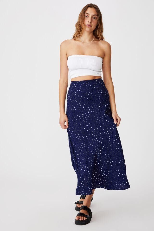 Cotton On Slip Maxi Skirt in White Stars Women s Fashion Bottoms