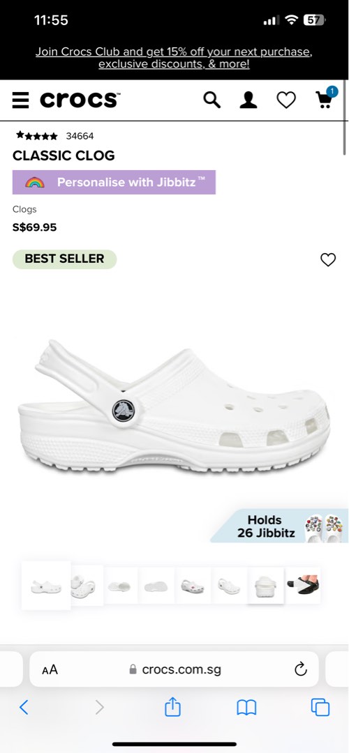 Crocs Classic Clog White W9 M7