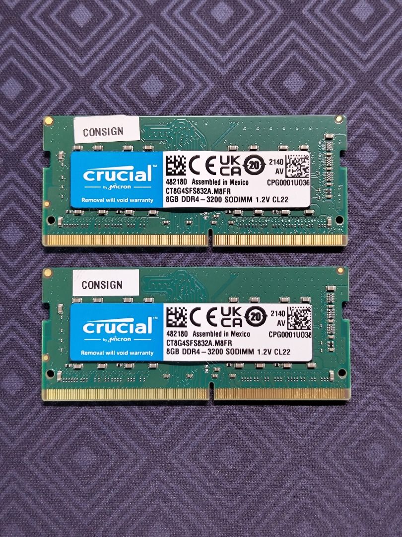 Crucial 16GB (2x 8GB) DDR4 3200Mhz SODIMM Laptop RAM Memory, Computers &  Tech, Parts & Accessories, Computer Parts on Carousell