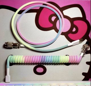 Custom Mechanical Keyboard Coil Cable Rainbow Pastel