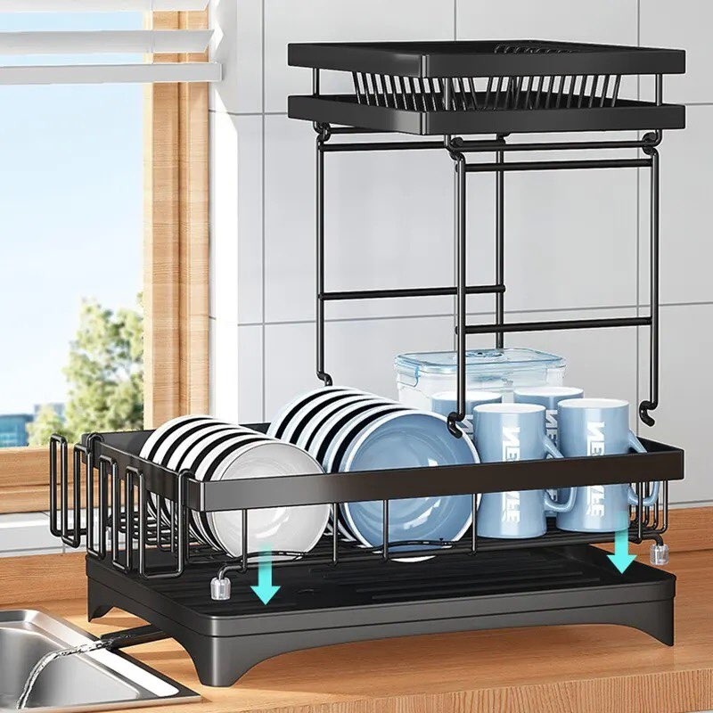 Dish Bowl Drainer Storage Rack Double-ayer Kitchen Sink Dish Drainer ...