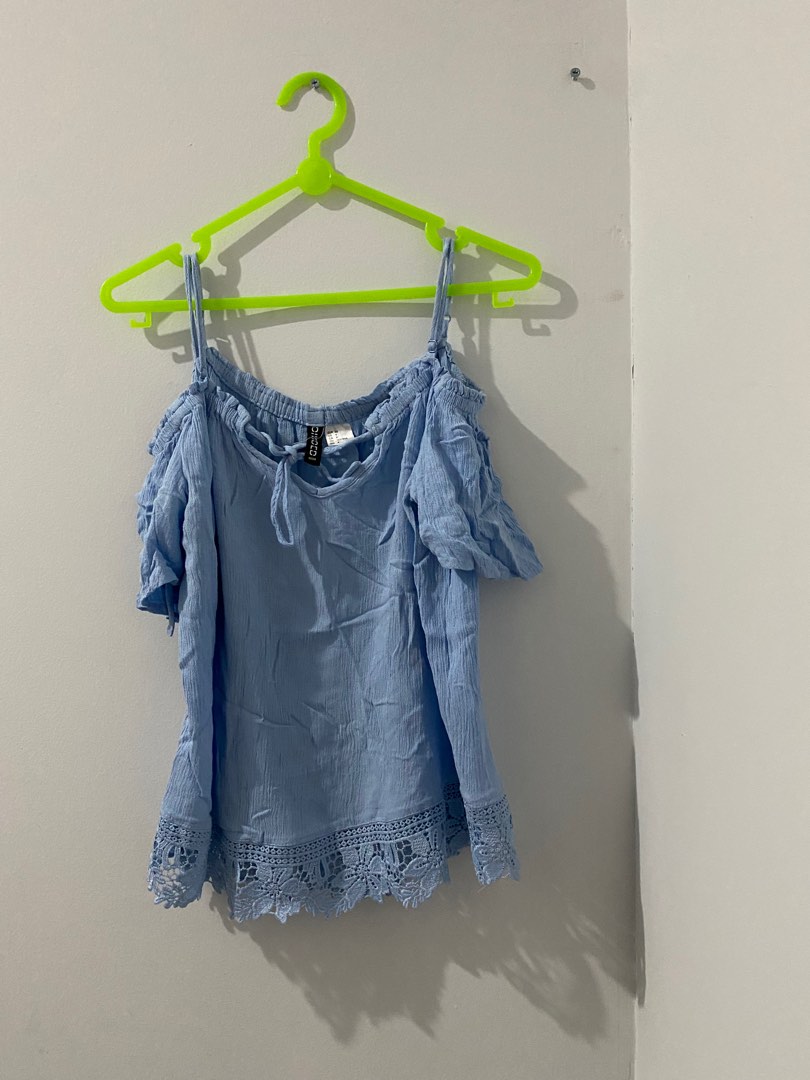 Haut à Fines Bretelles H&M Divided Femme - Taille EU 32 Blanc-rouge - Coup Ample - Occasion Très Bon état