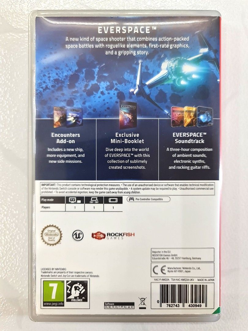 Everspace Stellar Edition *Rare, Used* c/w Reversible Printed Insert