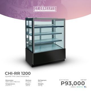 FLOOR STANDING CAKE SHOWCASE SQUARE TYPE 4 LAYER CHI RR-1200
