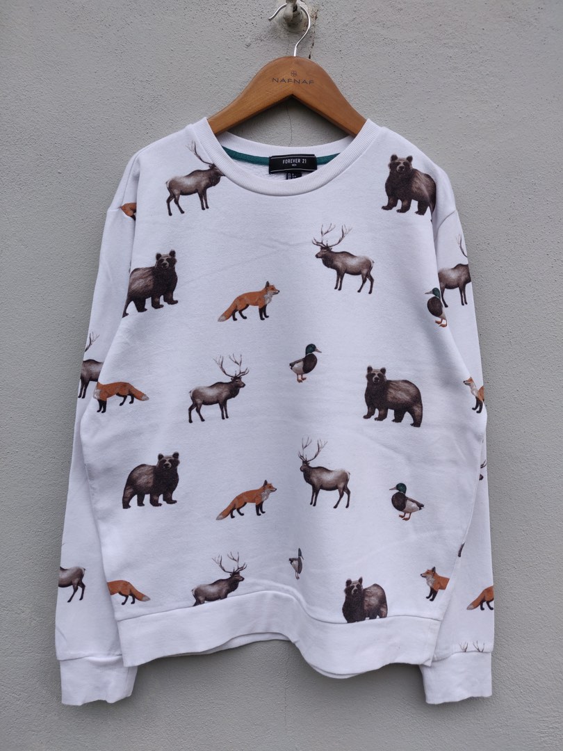 Forever 21 Animal Full Print Sweatshirt Women s Fashion Tops