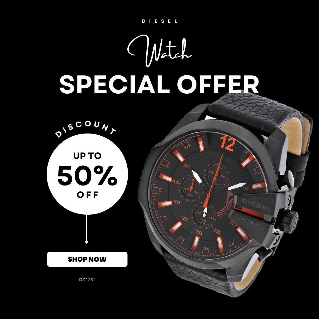 Free Shipping Diesel Leather Men s Watch Mega Chief Chronograph DZ4291 Jam tangan Lelaki