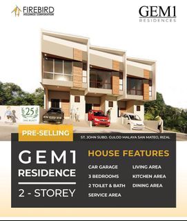 Gem 1 Residence affordable townhouse in San mateo rizal preselling with unique design 3 bedrooms
