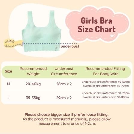 Girls Bra Underwear Wireless Seamless Hookless Teenager Primary
