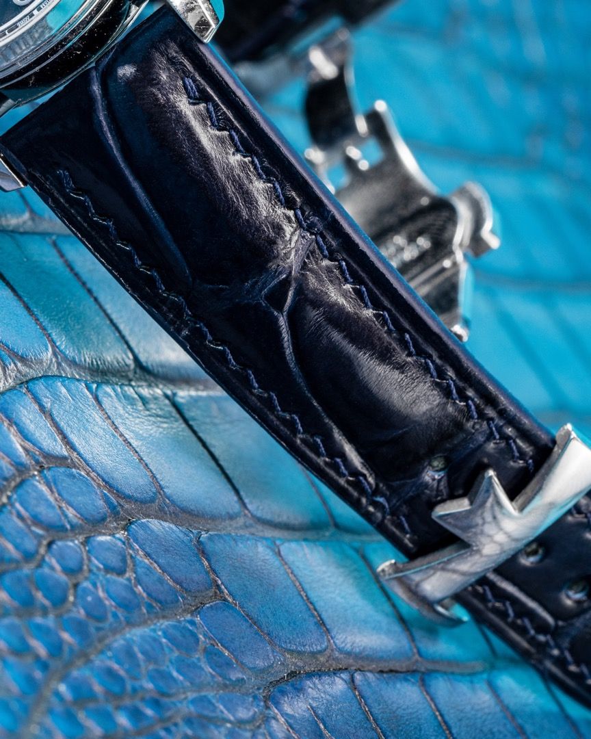 Blue crocodile leather watch strap online