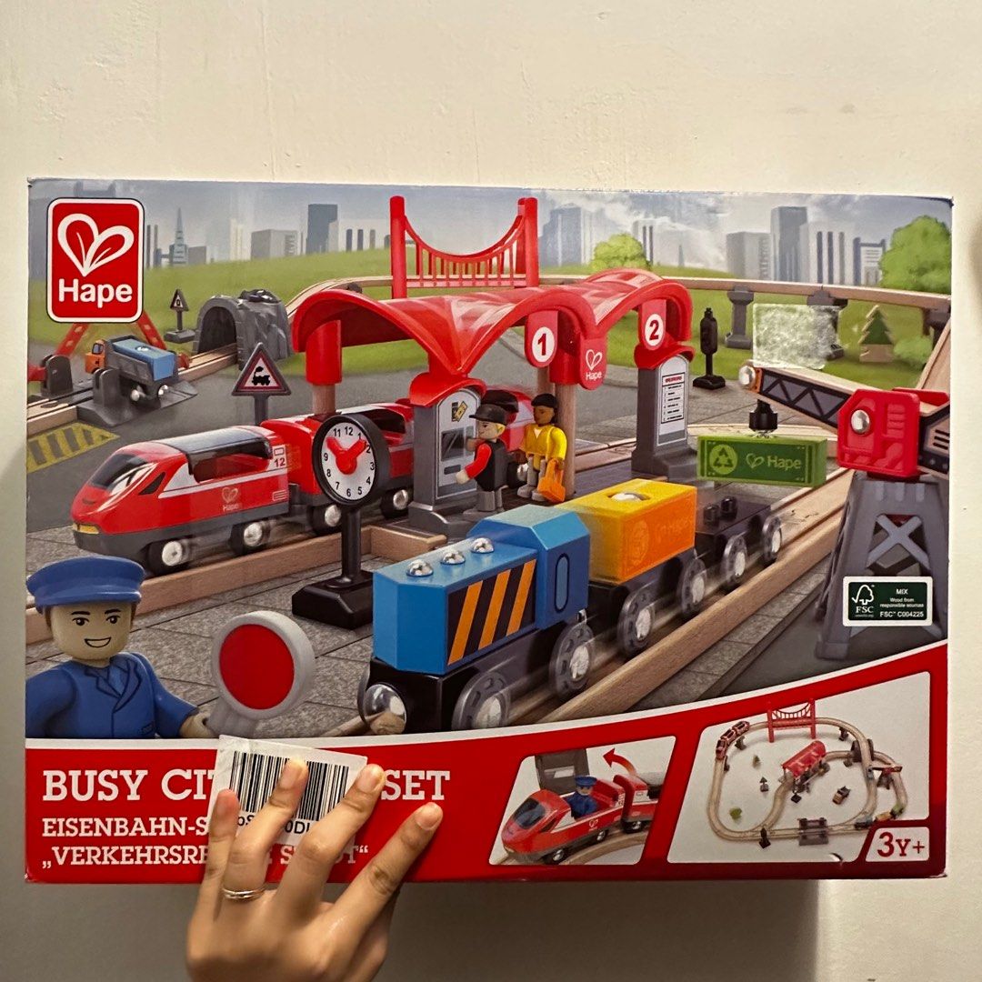 Hape Wooden Train Set: Busy City Rail Set - 51 Pieces - Children Ages 3+
