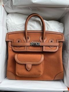 Hermes Cargo Birkin Bag Toile and Swift 25 Brown