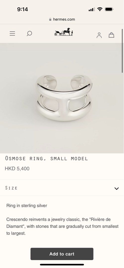 Hermes Osmose ring, small model 関税込 HERMES - HERMES Osmose Ring 54の通販 by Brooklyn Circus