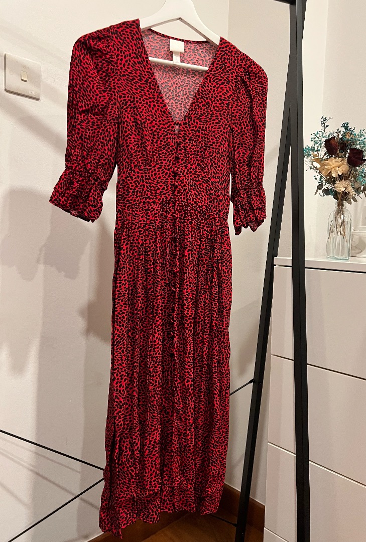 Red leopard dress best sale h&m
