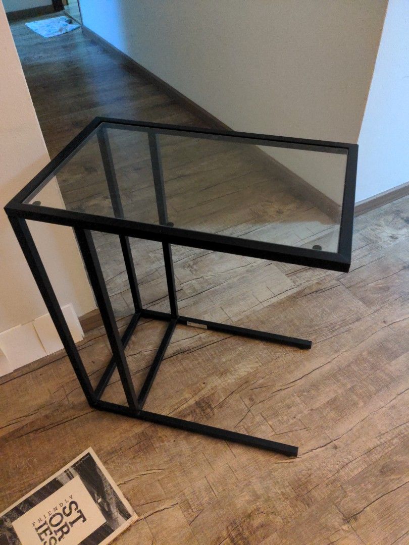 Ikea wood shop glass side table