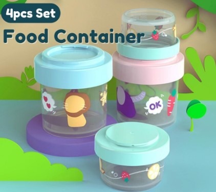 4pcs Reusable Kids Food Storage Containers - BPA Free Plastic Storage Containers with Lids - Snack Storage Containers to Hold Snacks for Kids