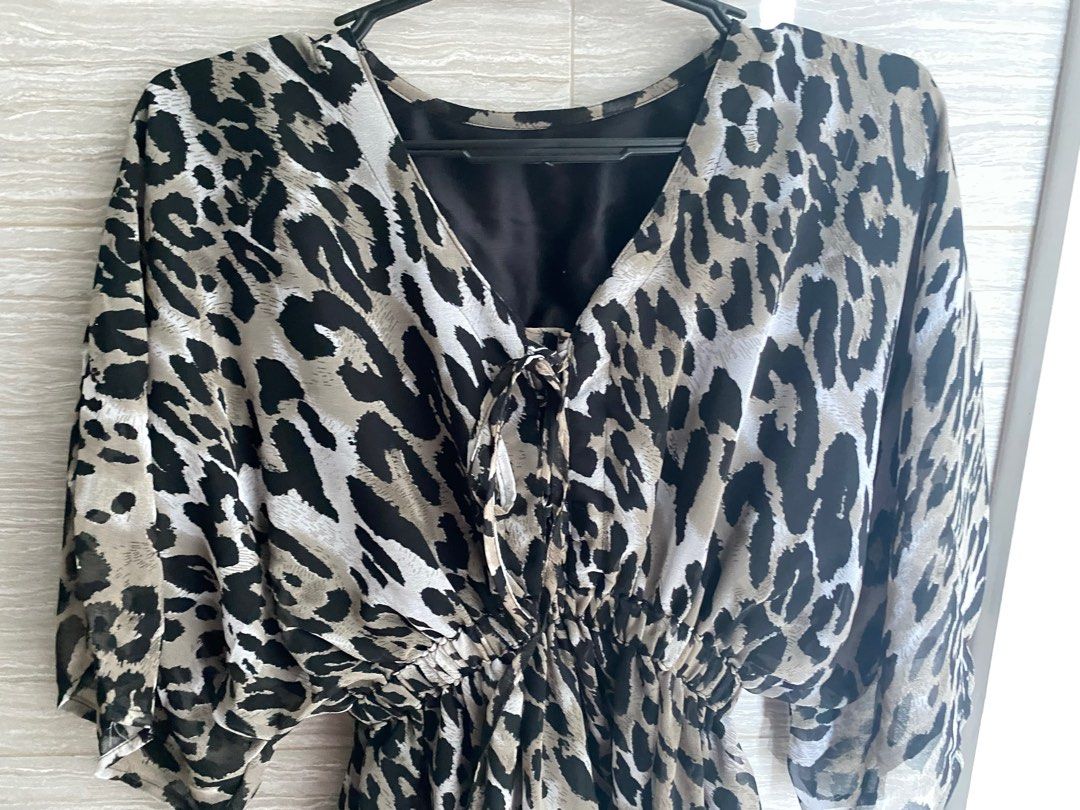 White leopard print dress online