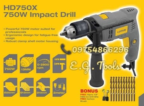 LOTUS 750W 13mm. Electric Impact Drill Hammer Drill HD750X