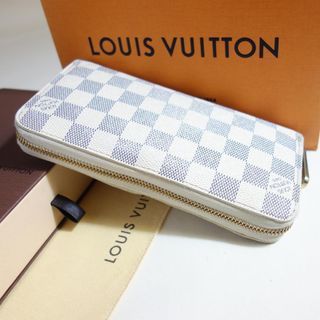 LOUIS VUITTON Louis Vuitton Long Wallet Damier Azur LV Zippy N60019 White  Women's Men's Canvas