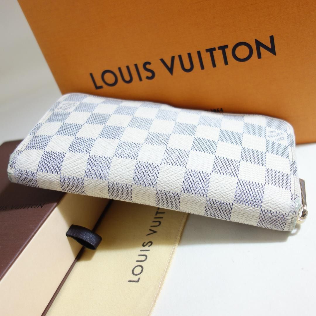 LOUIS VUITTON Louis Vuitton Long Wallet Damier Azur LV Zippy N60019 White  Women's Men's Canvas